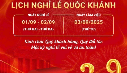 THÔNG BÁO LỊCH NGHỈ LỄ QUỐC KHÁNH 2/9